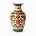 Mediterranean Hand-Painted Floral Folk Art Ceramic Vase
