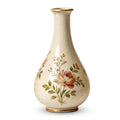 Elegant Vintage Hand-Painted Blush Rose Ceramic Teardrop Vase