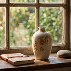 Elegant Vintage Hand-Painted Apricot Floral Ceramic Vase