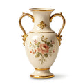 Opulent Neoclassical Gilded Twin-Handle Floral Ceramic Vase