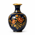 Opulent Cobalt Blue and Gold Floral Ceramic Vase