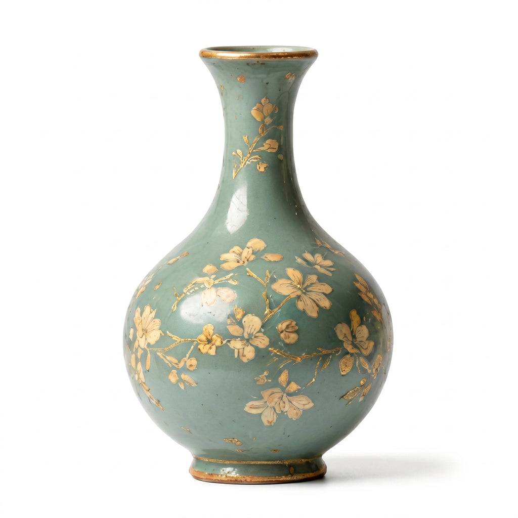 Exquisite Vintage Sage Green Ceramic Vase