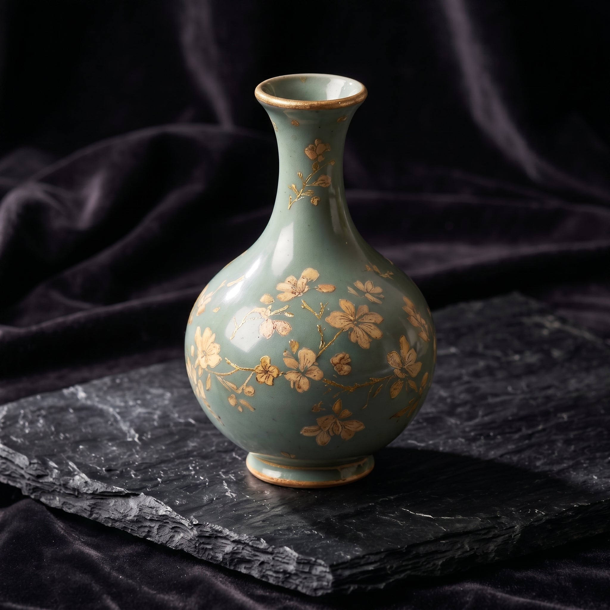 Exquisite Vintage Sage Green Ceramic Vase