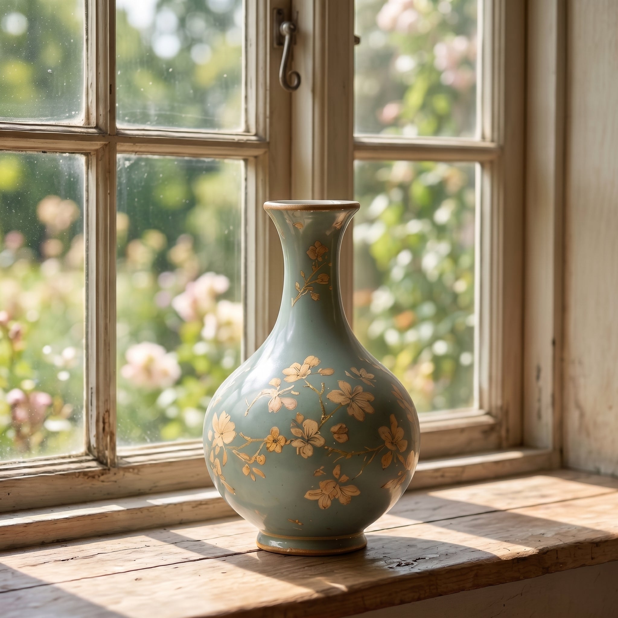 Exquisite Vintage Sage Green Ceramic Vase