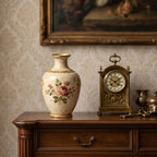Romantic Antique-Style Distressed Floral Rose Ceramic Vase