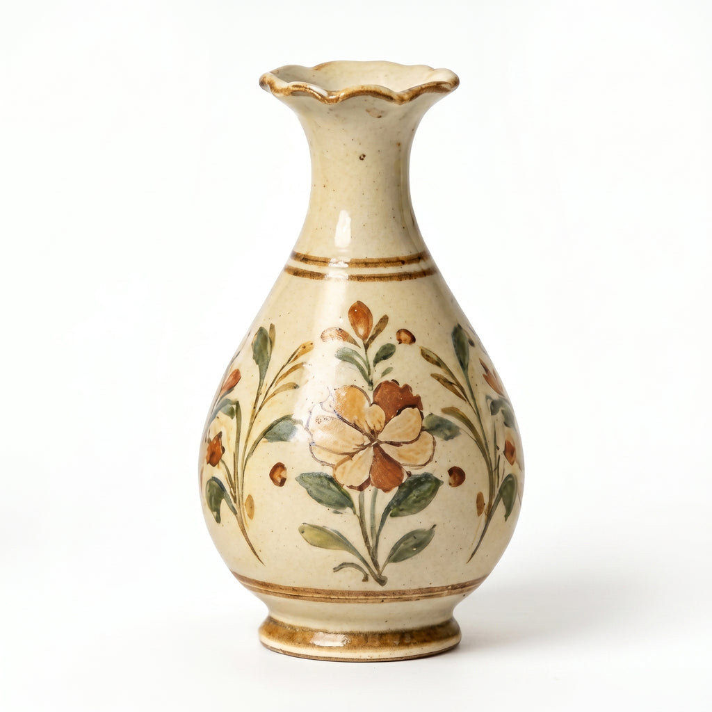 Elegant Vintage Rustic Hand-Painted Floral Ceramic Vase