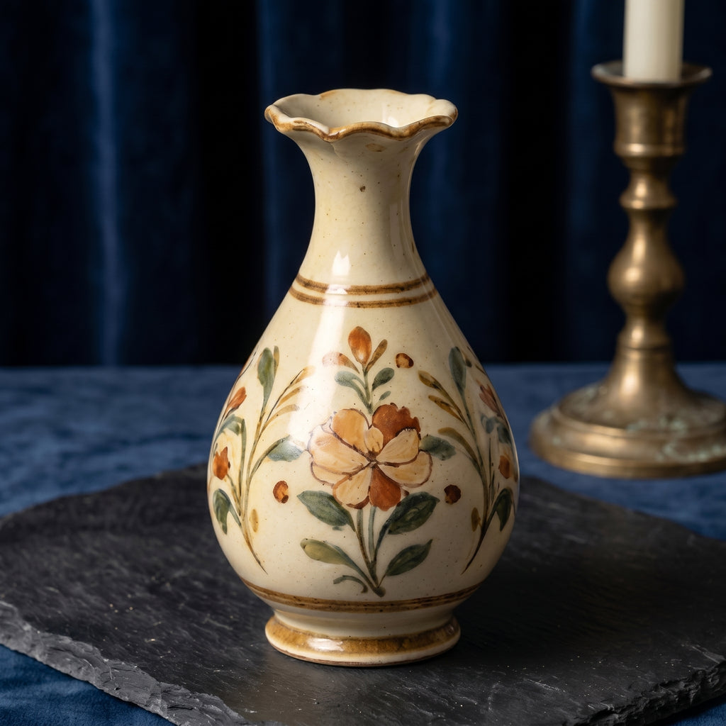 Elegant Vintage Rustic Hand-Painted Floral Ceramic Vase
